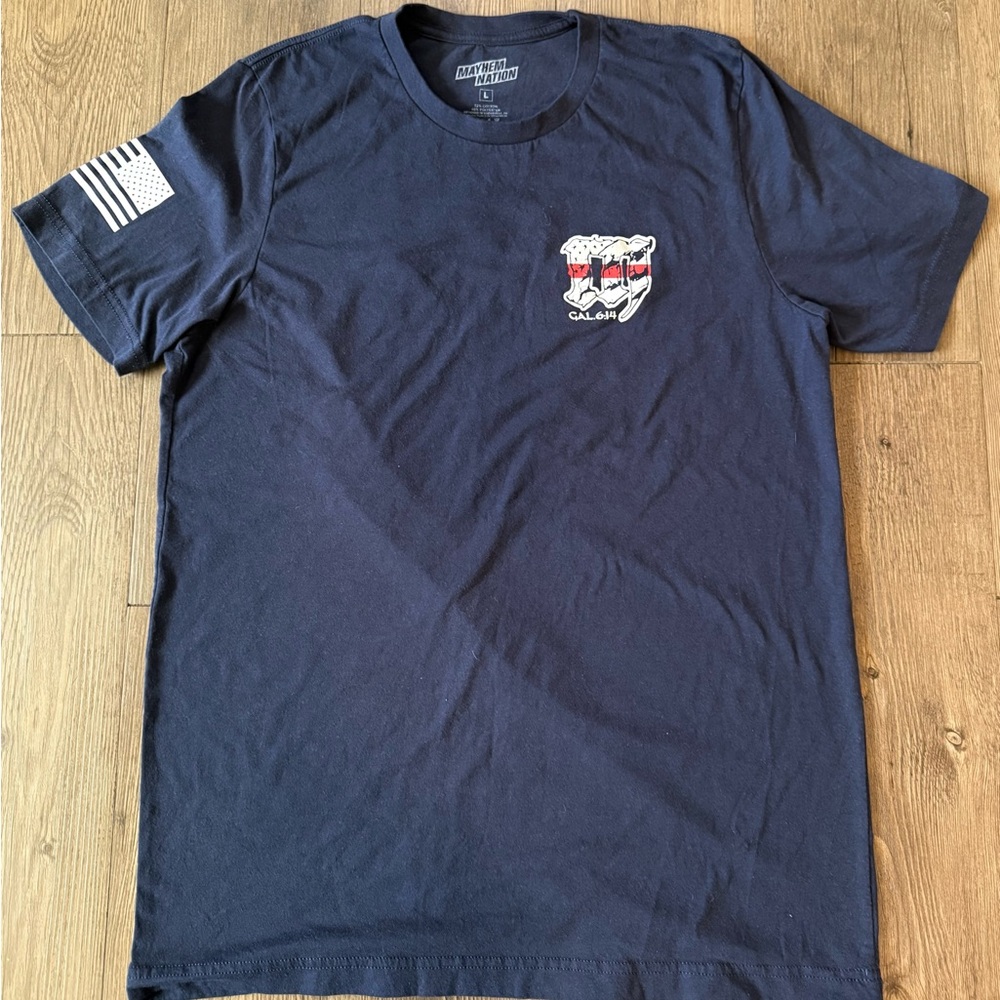 CrossFit Mayhem Firefighter T-Shirt, Men’s Medium, Rich Froning, Navy Blue - Picture 2 of 5